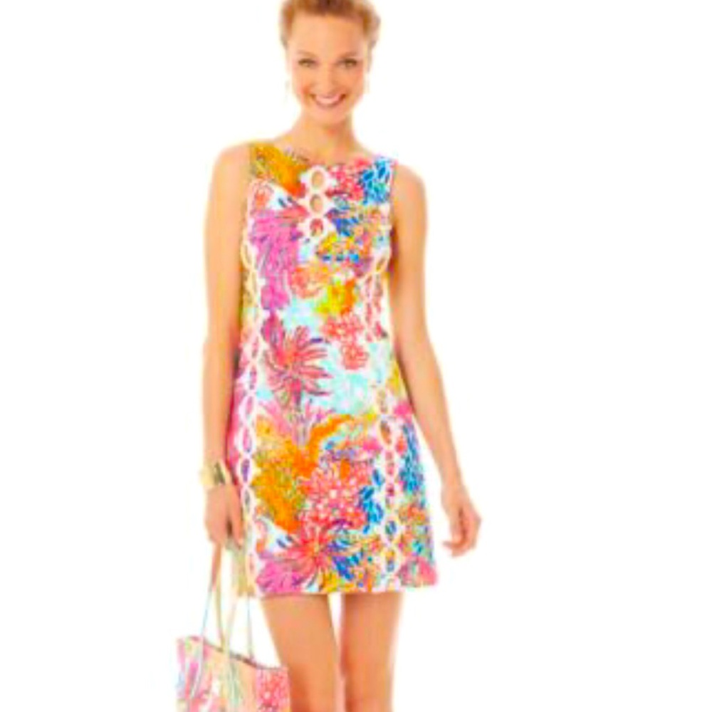 Lilly Pulitzer Ember Shift Skeeveless Multicolor Sheath Lace Dress size 4